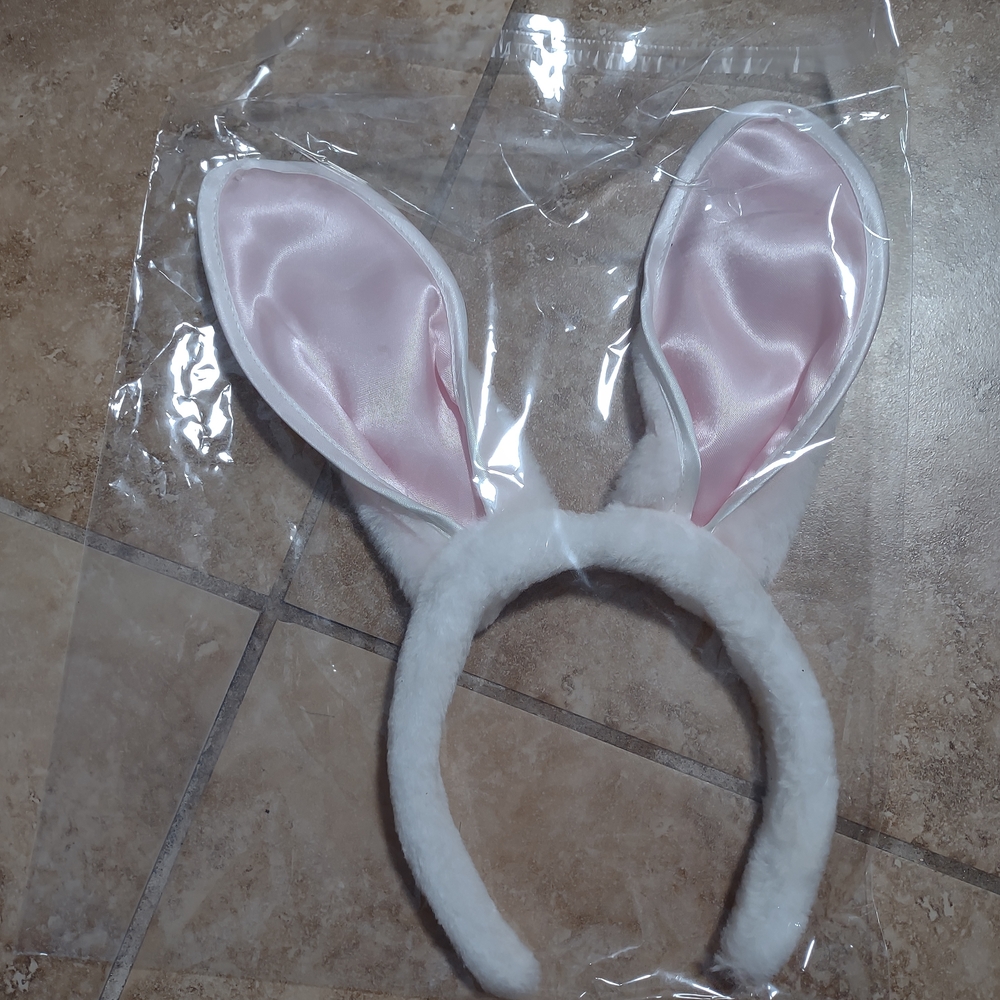 White & Pink Bunny Ear Headband Kids Costume Accessory